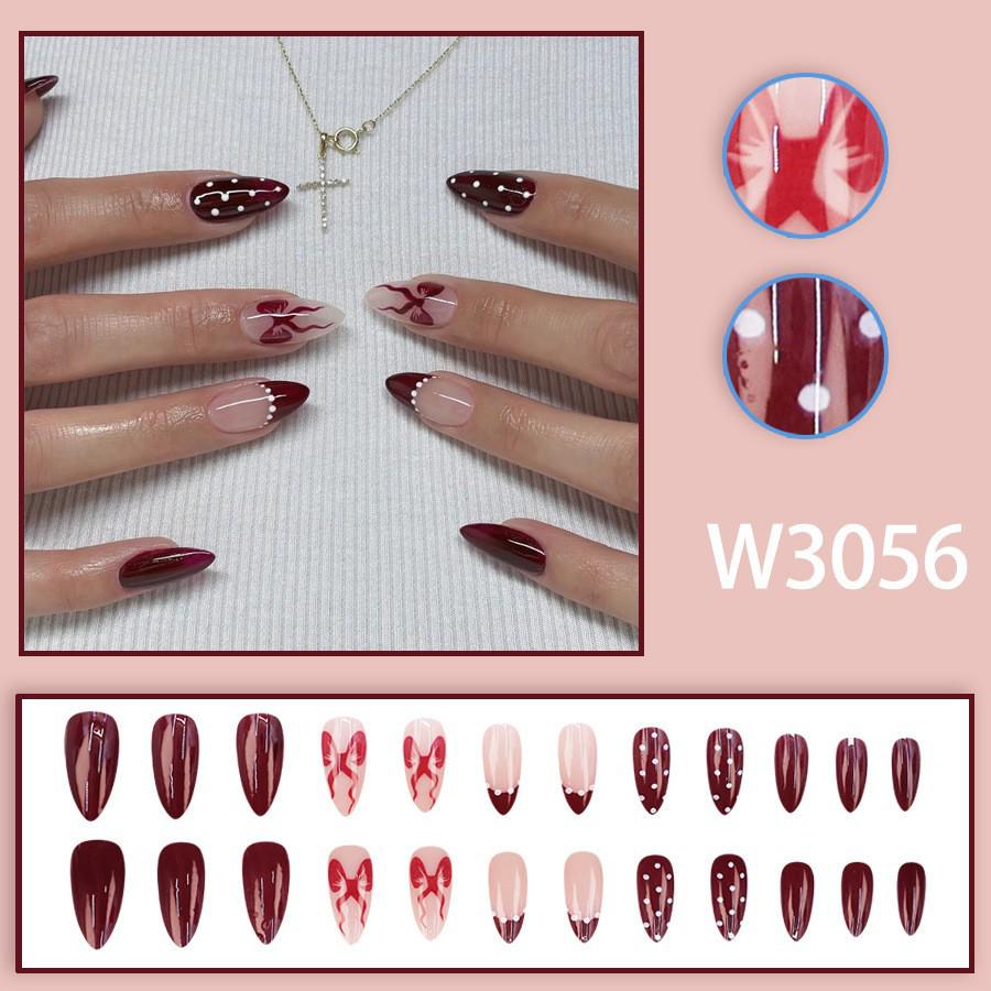 

Europe & America Plaid Nail Art - 24 Brown & White Coffee Color Blocking Wearable Nail Tips