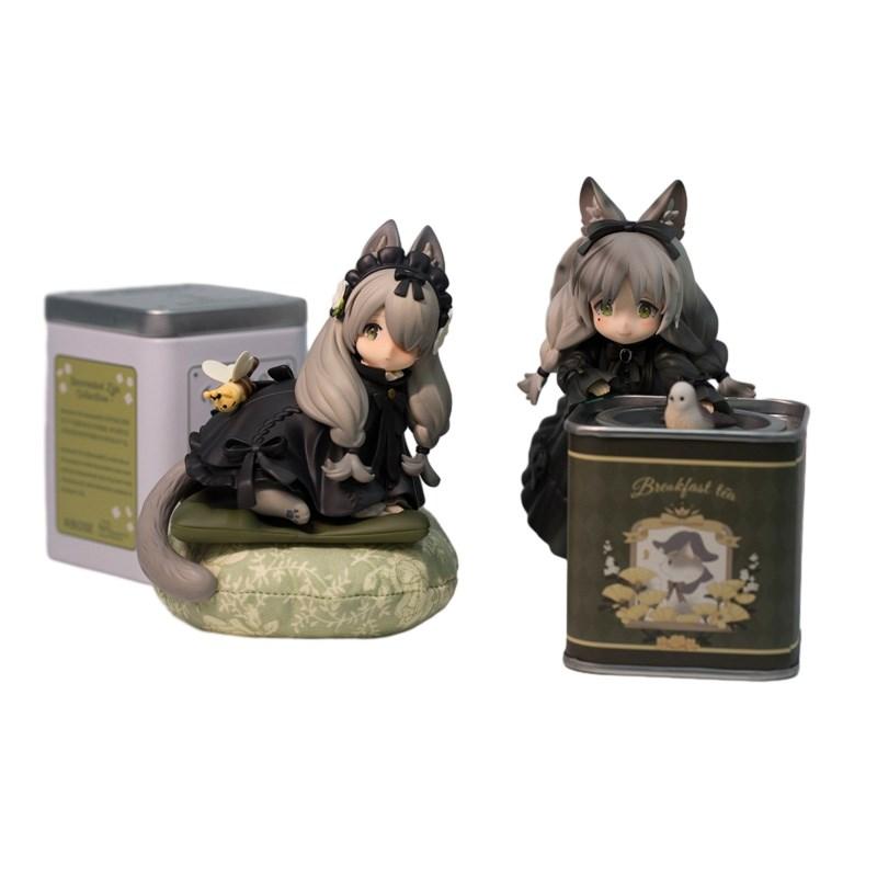 12cm Tea Party Cat Anime Figure Q Version Kawaii Tea Time Cats Tea Pot Cat Action Figure Collection Model Japanese Dolls Hobbies