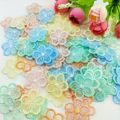 10 Pieces Vibrant Lace Floral Embroidered Patch, Mixed Colors, 1 Inch - Delicate Floral Applique .