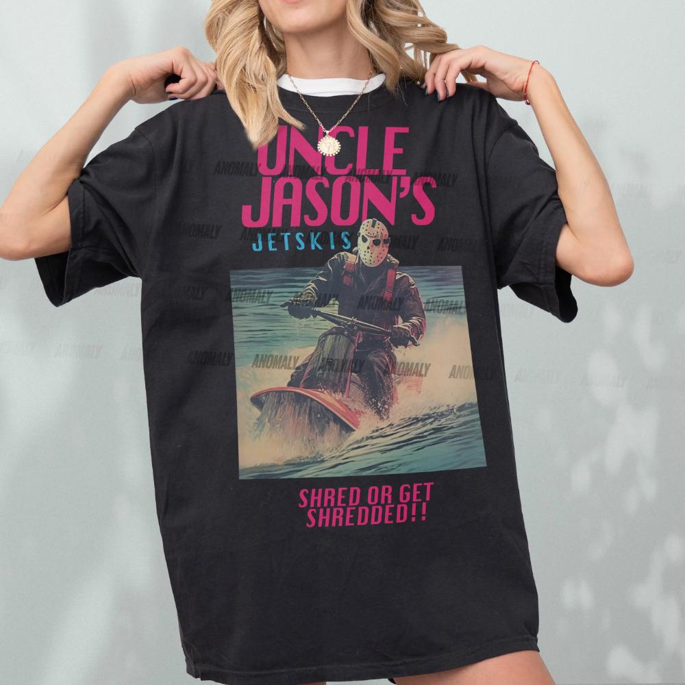 Funny Jason TShirt Uncle Jasons Jetskis Vintage 80s Horror Movie Ad TShirt Graphic Clothing Short Sleeve Shirt Unisex S