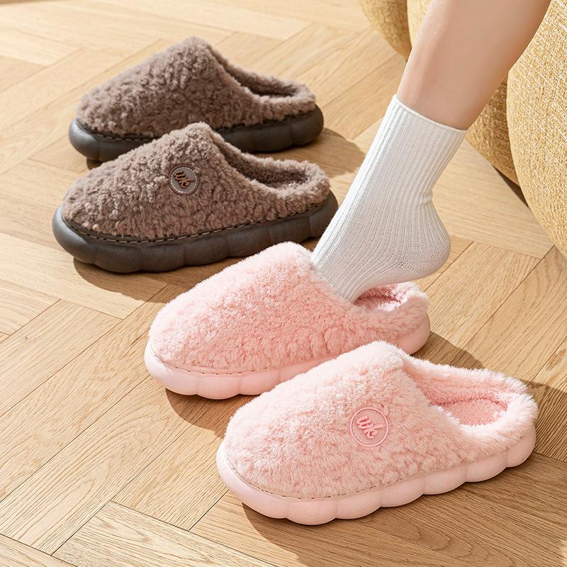 Cotton Slippers Winter 2025 New Home Indoor Thick Bottom Non-slip Plush Warm Couple Plush Cotton Mop