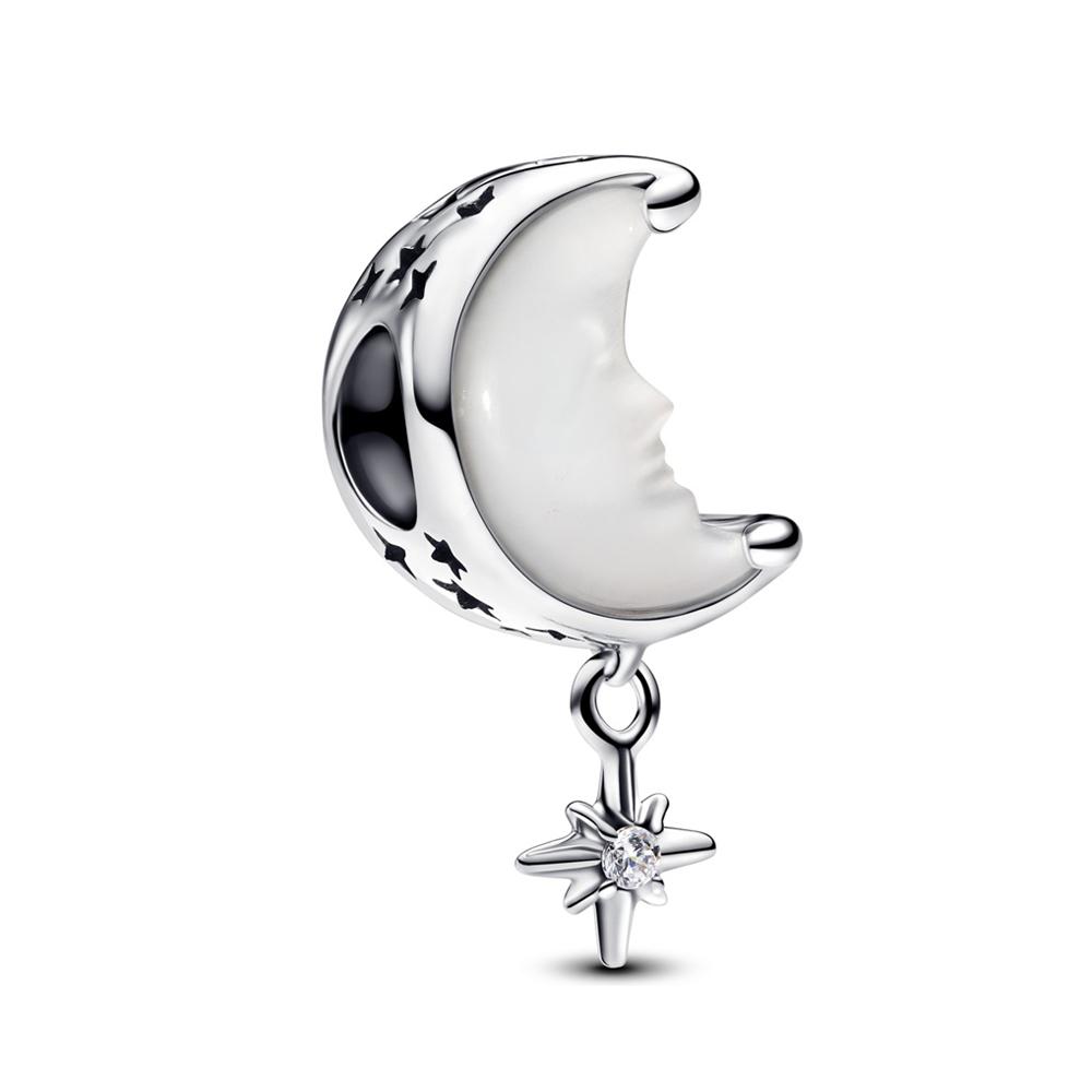 New 925 Silver Space Deep Blue Star Moon Charm Beads for DIY Bracelets Jewelry Making Boutique Accessories