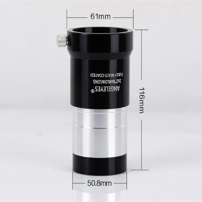 Angeleyes Telescope Accessories 2 Inches M42 Metal 2X Extender 2X Barlow Lens Thread Barlow Mirror Lens чёрный