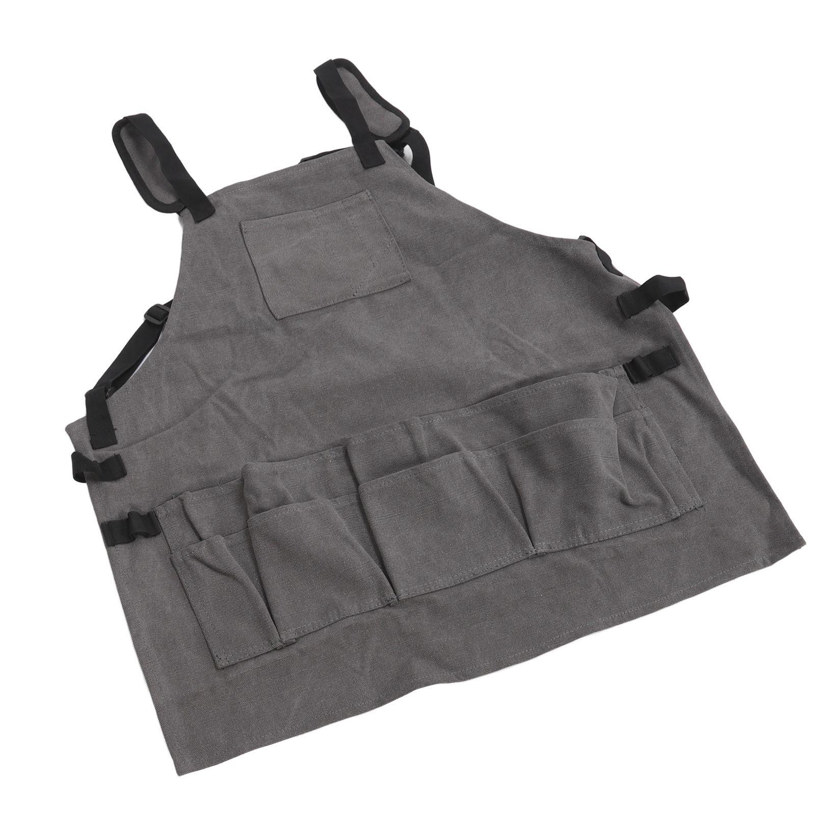 

Work Apron Multi Pockets Adjustable Protective Woodworking Tool Apron for Barbecue Electricians Mechanic