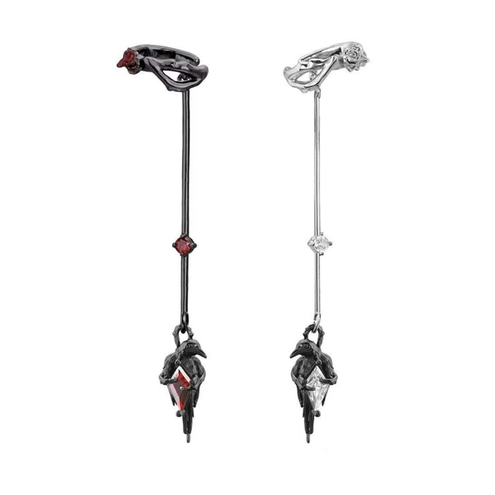 

Готический кафф на ухо без пирсинга для мужчин и женщин, вдохновленный воронами, крючок для уха с подвеской и деталями в виде роз, сплав, темные украшения разноцветный