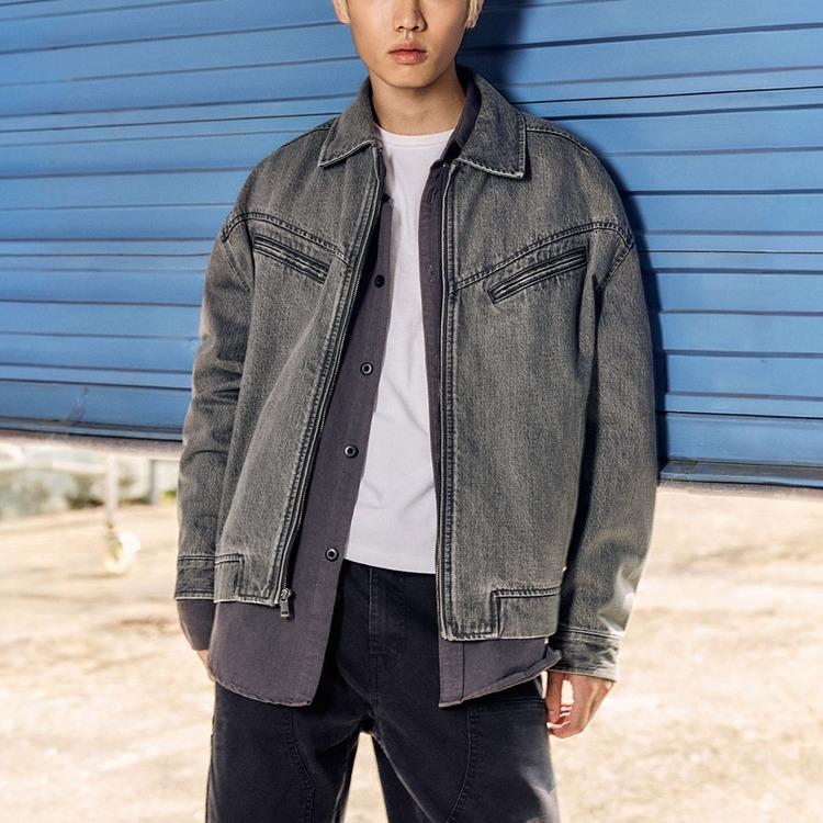 Levis American Vintage Wash Distressed Casual Comfortable Zip Long Sleeve Denim Jacket Men Jackets 005MU-0000