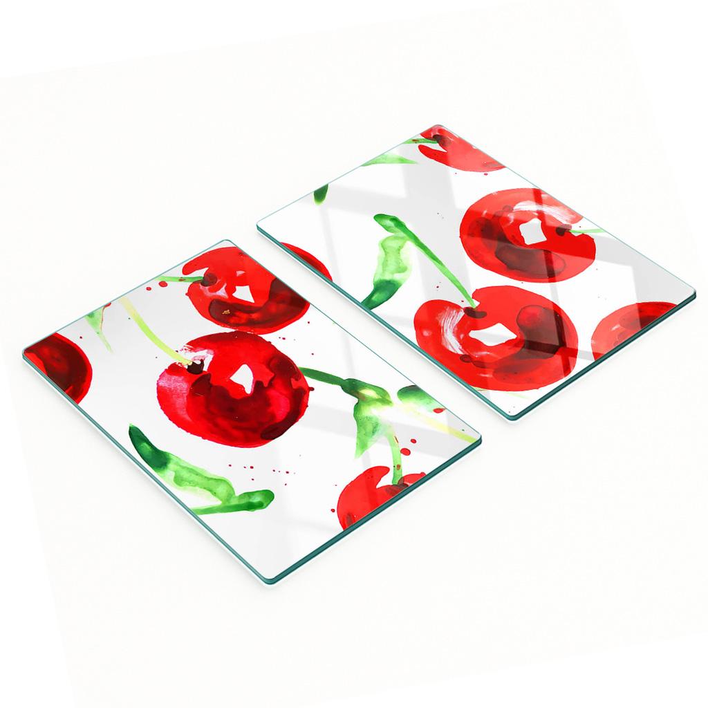 Multifunctional Decorative Glass Boards with Cherry Print 2x40x52 Cm