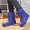 Women's Winter Cold Thickened Padded Waterproof Comfortable Warm Lightweight Hiking Non-slip Thick Bottom Cushioning Snow Boots Rain Boots Work Shoes