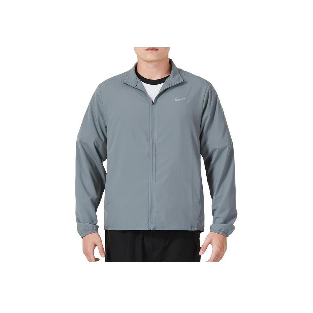 Nike Dri-Fit Solid Logo Quick-Dry Breathable Windproof Stand-Collar Sports Casual Jacket Men Jackets Smoke-Grey FB7500-084