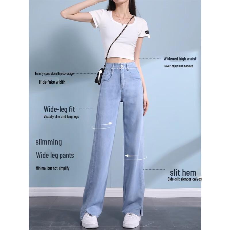 Mark Fairwhale Women's Summer Tencel High-Waist Wide-Leg Jeans