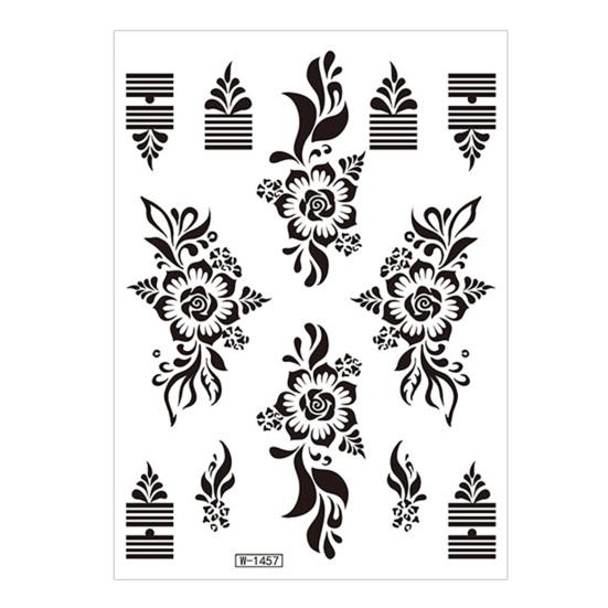 Temporary Tattoos Stickers Fake Body Arm Chest Shoulder Tattoos with Black Lace Flower