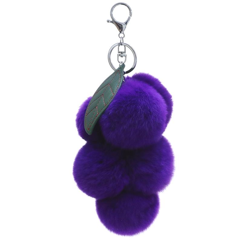 Real Rex Rabbit Hair Small Grape Bag Pendant Ins Internet Celebrity Cute Pom-pom Car Keychain Pendant Accessories Female