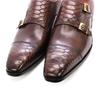 Fashion Men's Dress Shoes Size 39-46 Genuine Leather Double Buckle Monk Strap Snake Print Cap Toe Classic Italian Style