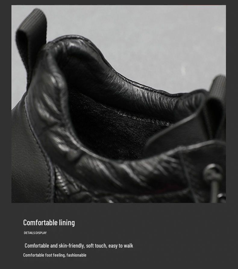 Men's Leather Height-Increasing Sneakers: Thick Sole, High-Top Casual Dad Shoes for Spring and Summer.