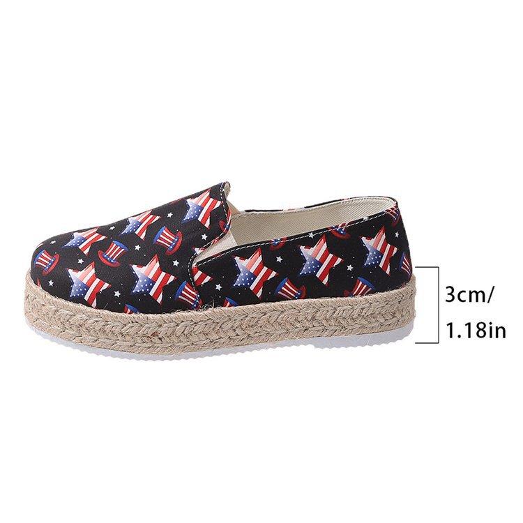 Large size casual single shoes new pattern linen platform versatile lazy shoes Tea