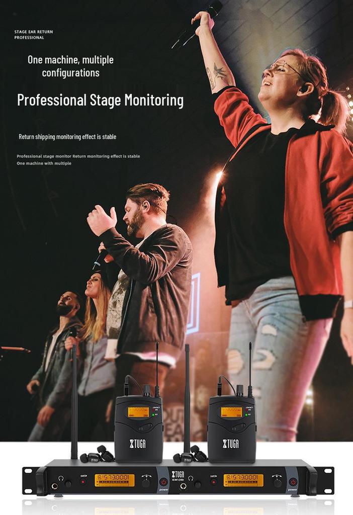 XTUGA IEM1200 Wireless In-ear Microphone System for Stage Performance and Band Rehearsal