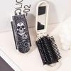 1pc Skeleton Flower Cross Pattern Folding Haircomb with Built in Mirror for Gentle Combing and Styling