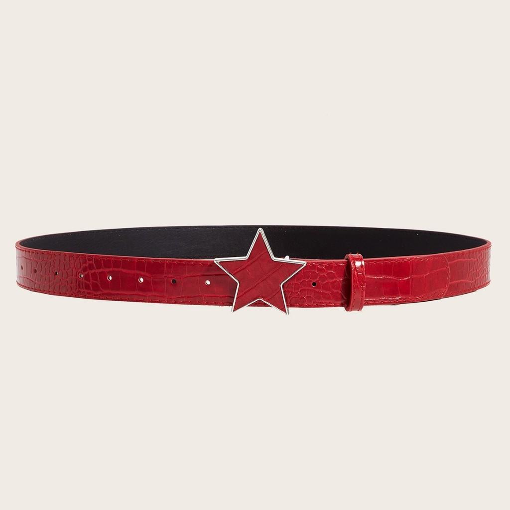 Punk Pu Style Leather Belt With Star Decor And Snap Fastener For Teens Adults