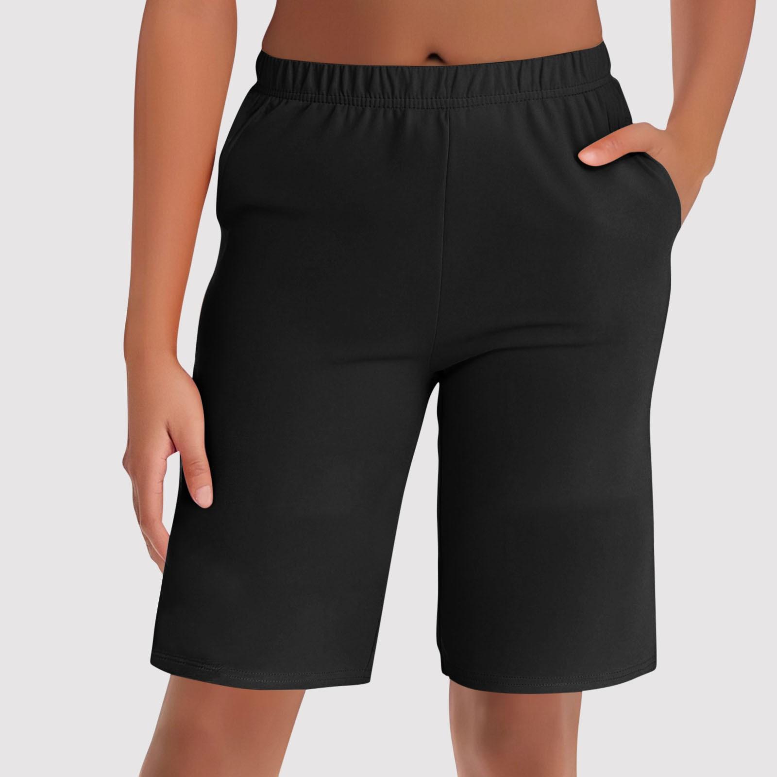 

Женские утягивающие леггинсы с высокой талией, брюки-клеш с эластичной талией и короткими штанинами больших размеров L чёрный