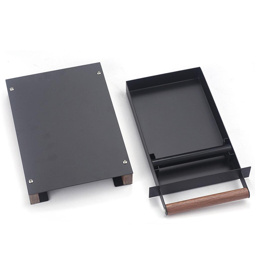 Espresso Knock Box Coffee Knocker Drawer Dump Bin Container with Walnut Handle under Grinding
