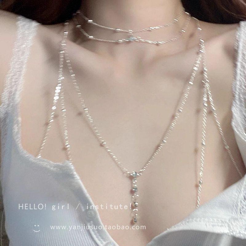 Pure Desire Choker Necklace for Women, Summer Hot Girl Style Body Decoration Chain, Chest Chain, Full Body Sexy Bikini Back Chain