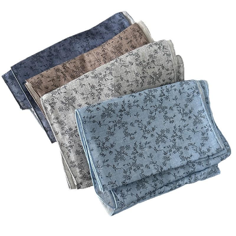 Estilo Primavera e Outono Retrô Pequeno Floral Algodão Linho Lenço Grande Ar Condicionado Viagem Xale Almofadas de Ombro Pescoço Versão Coreana Lenço Feminino