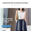 Ice silk denim skirt-pants for women, summer thin high-waisted drapey wide-leg cropped pants