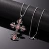 Accessori Collana a Motivo Traforato Collana con Ciondolo a Croce con Diamanti Colorati Catena Semplice Retro Versatile per Maglione