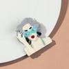 New Fashion Lady Acrylic Brooches for Women Cute Cartoon Glasses Girl Figure Badge Pins Casual Jewelry Clothes Accessories Gift