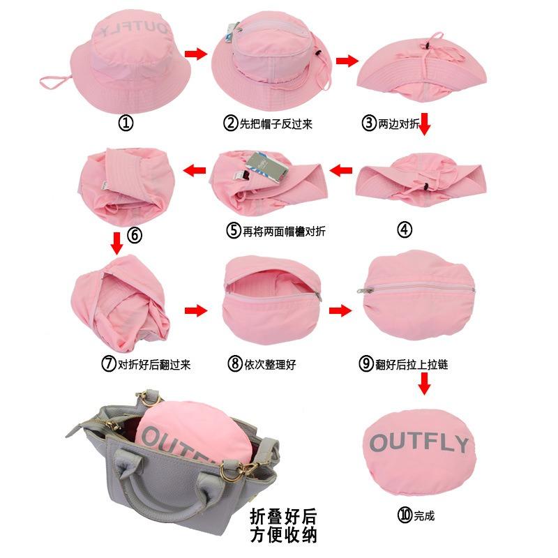 Foldable Wallet Bucket Hat Quick Drying Hat Sun Protection Sun Hat Men's Mountaineering Fishing Hat Wide Brim Sun Protection
