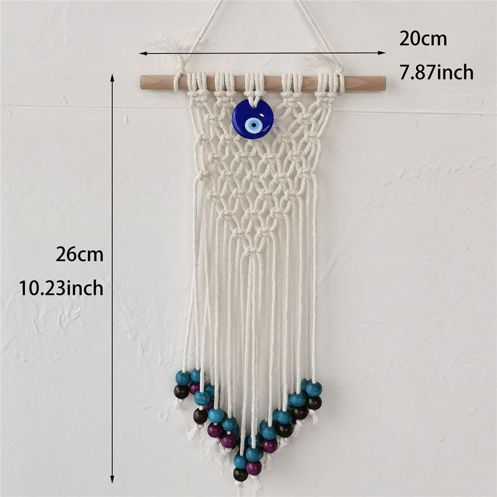 Bohemian Macrame Evil Eye Wall Hanging, Handmade Cotton Rope Decor With Turkish Nazar Amulet, Boho Home Wall Art