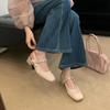 2025 new retro Mary Jane single shoes back strap summer square head medium heel French bag head sandals women's spring and autumn