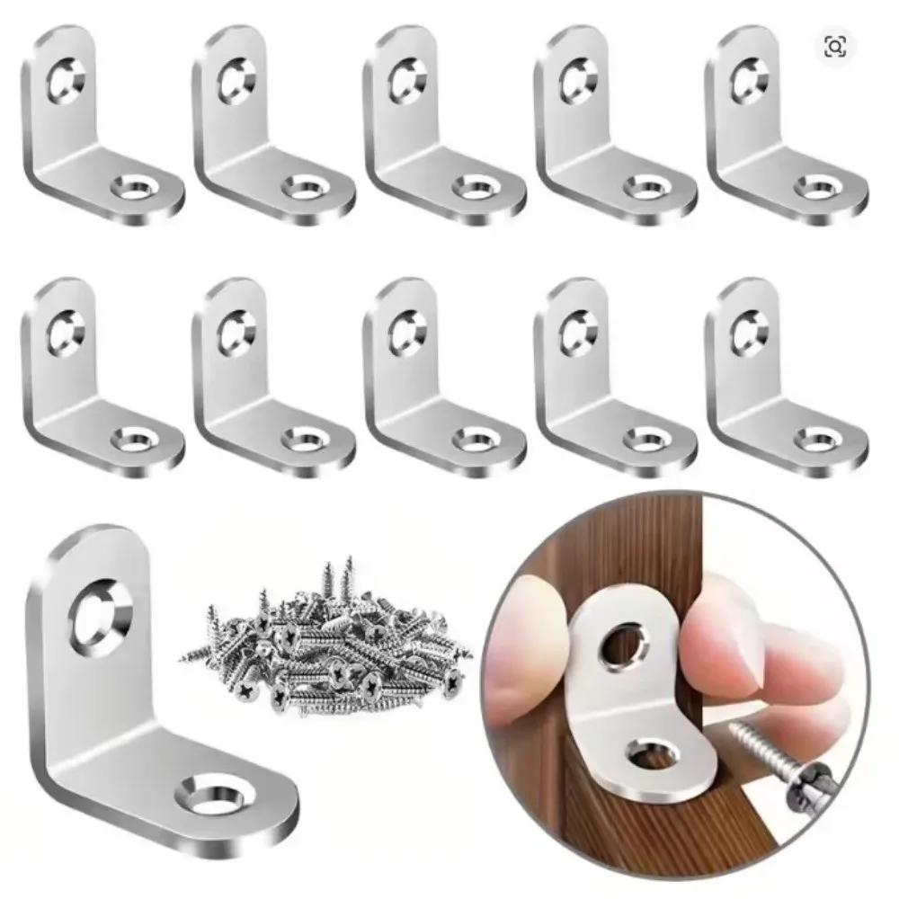 10pcs Stainless Steel Right Angle Corner Brace 90 Degree Small Size Angle Bracket Stable Connector L Brackets Furniture Hardware