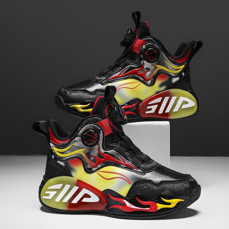 Children's basketball shoes Boys' shoes 2025 winter new sports shoes fleece warm large cotton shoes non-slip running shoes