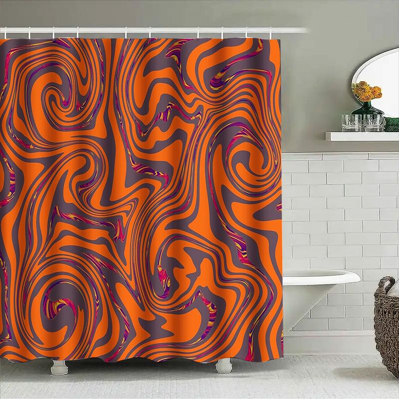 Abstract Wave Shower Curtain Modern Art Bathroom Decor Waterproof Fabric Liner Sets For Washroom