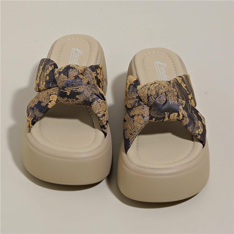 Высокие тапочки, Женская обувь для увеличения роста, Повседневная обувь нового стиля, Мягкая подошва 33 хаки