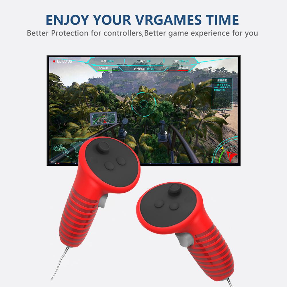 1 para silikonowych uchwytów na kontroler, antypoślizgowy pokrowiec ochronny z regulowanym paskiem, akcesoria VR do Meta Quest 3