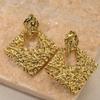 LNCHRAN 304 Stainless Steel Hammered Square Dangle Earrings for Women