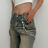 Punk Style Patchwork Pants Chain & Faux Pearl Beaded Waist Ornament - European & American Street Fashion