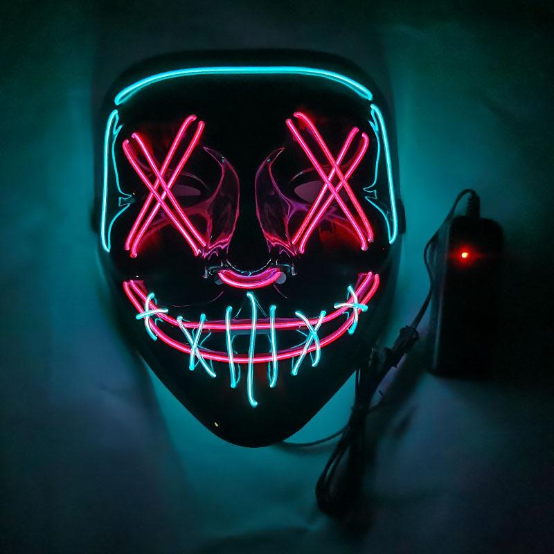 Black Ghost LED Sound-Control Mask - Luminous V Shape Halloween Prop