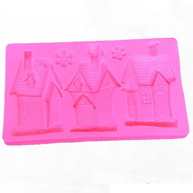 

1 шт. Рождественский домик, снег, силиконовая форма, смола, кухонные инструменты для выпечки, десерт, выпечка, кружевное украшение, сделай сам, форма для шоколадного торта, помадки