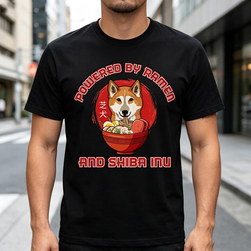 Vintage Shiba Inu RaUnisex Tee Cute Dog RaUnisex Print Unisex Unisex Cotton Short Sleeve Trendy Streetwear Gift For Dog And Food Fans