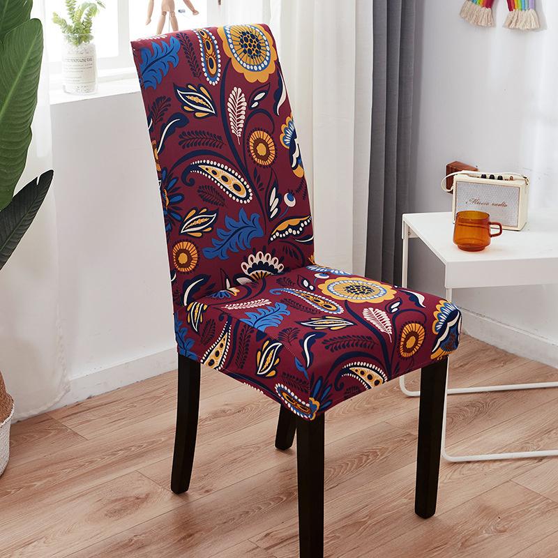 Simple Printed One Piece Elastic Chair Cover for Home Office Dinner Room  Dustproof Chair Seat Cover Home Chair Slipcover Case