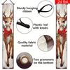 Merry Christmas Couplet Banner Sika Deer 1 Pair Polyester Indoor Outdoor Decor