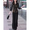 Luxury Women's Chinese-Style Wide-Leg Pants Set - Spring 2025 Collection: Elegant Two-Piece for Spring & Autumn
