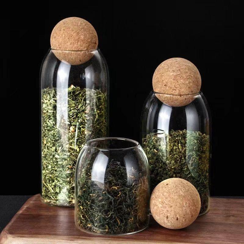 Large Capacity High-Borosilicate Glass Jar with Cork Stopper for Tea, Coffee, and Nuts Storage