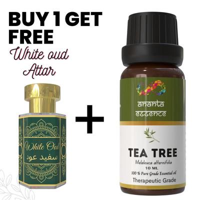 Teebaumöl für Aromatherapie & Raumduft mit kostenlosem White Oud Attar | Ätherisches Öl für Diffusor