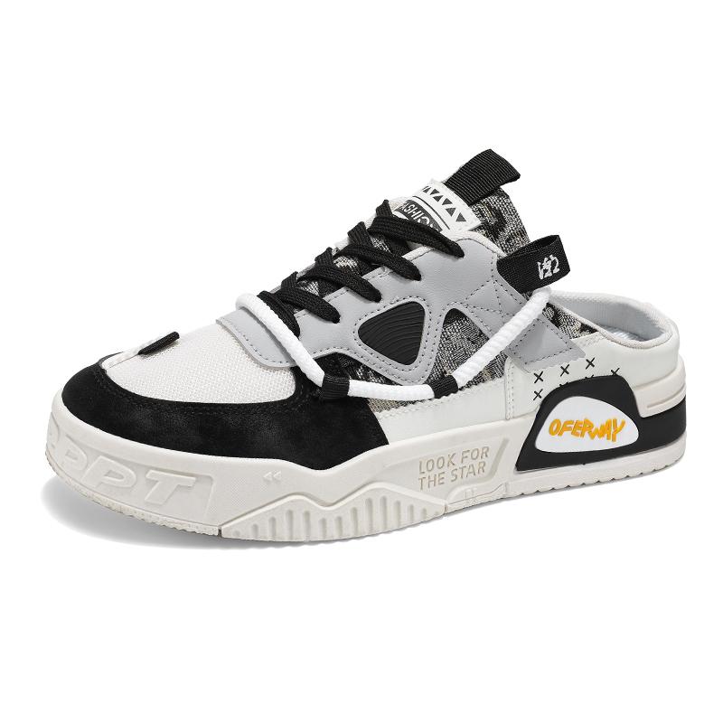 Fashion Men Casual Shoes Summer Breathable Thick Sole Comfortable Half Slippers Soft Bottom Non-slip One-foot Slip-on Closed Toe Slipper