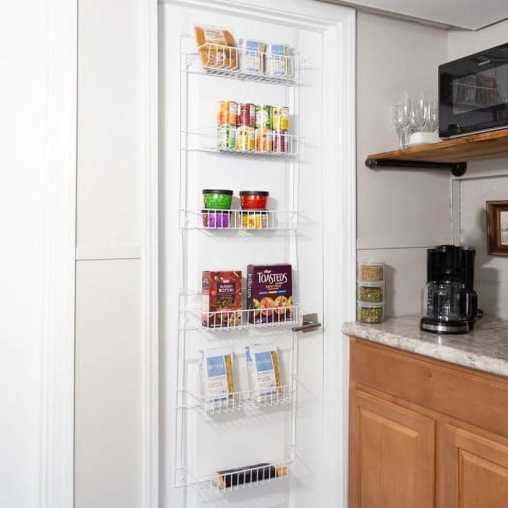 Over the Door Organizer 6-Tier Adjustable Pantry Rack Space Saving Hanging Storage Shelves Kitchen Bathroom Bedroom Laundry