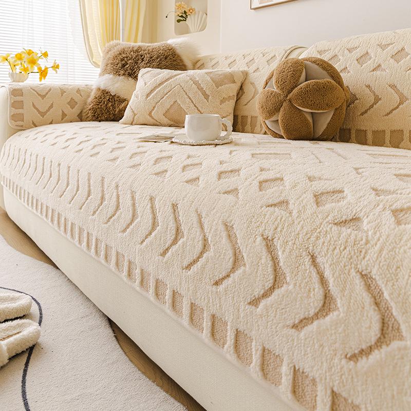 Winter Thick Chenille Plush Sofa Cushion High-End Non-Slip Couch Cover For Living Room Skin-Friendly Pet Friendly Armrest Towel